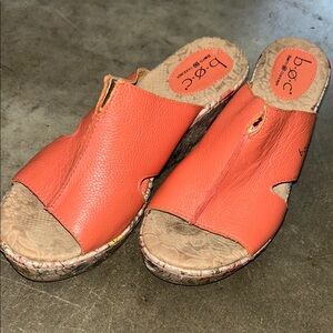 b.o.c. Orange Clogs with Cork Footbed and Cutout Design